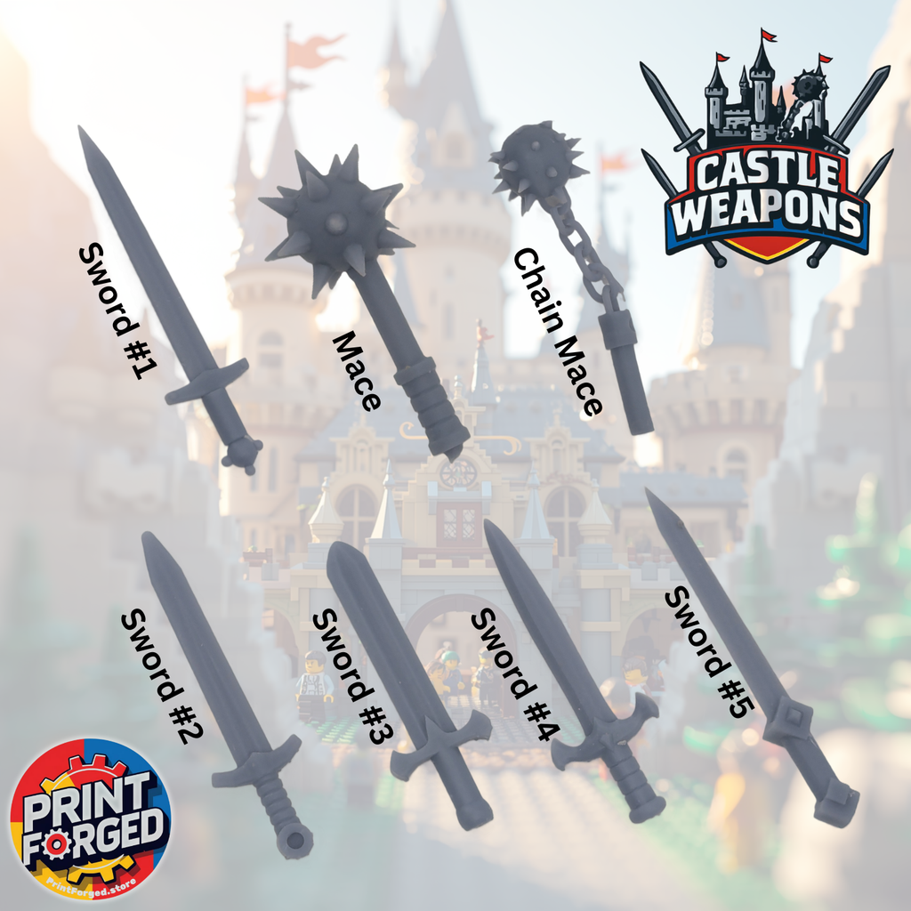 Castle Weapons – Swords & Maces (Minifigure‑Scale)