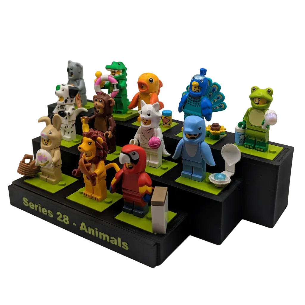 12 Minifigure-Scale Collector Stand with Personalized Name Plate