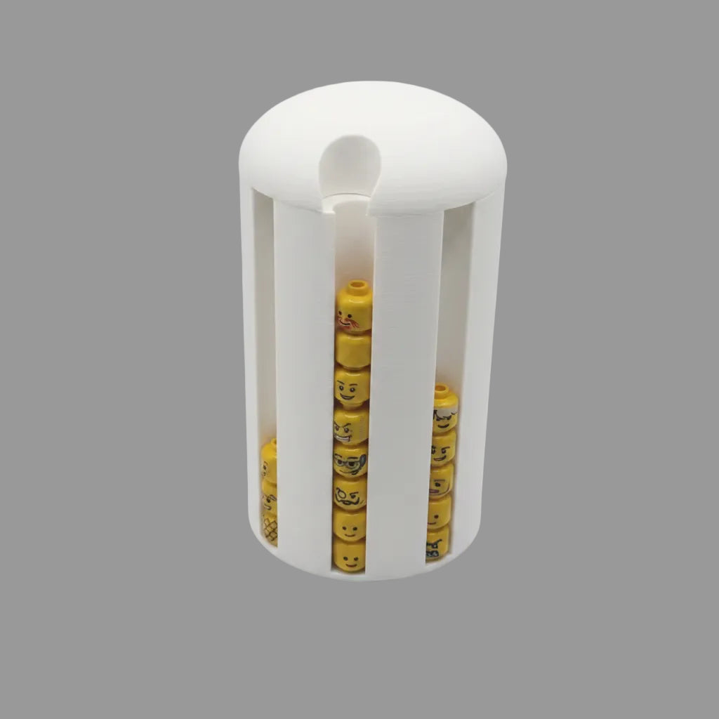 Minifigure Head Storage Canister – Stackable Display Capsule