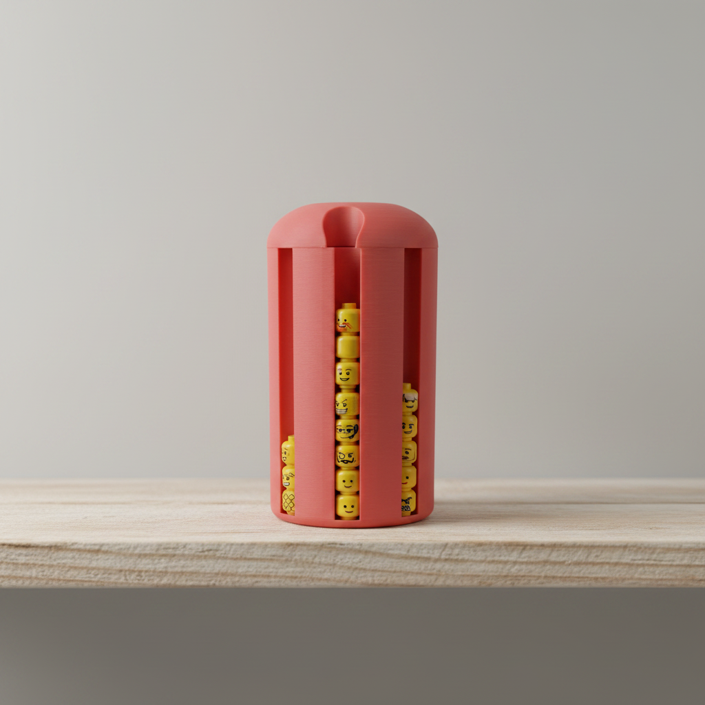 Minifigure Head Storage Canister – Stackable Display Capsule