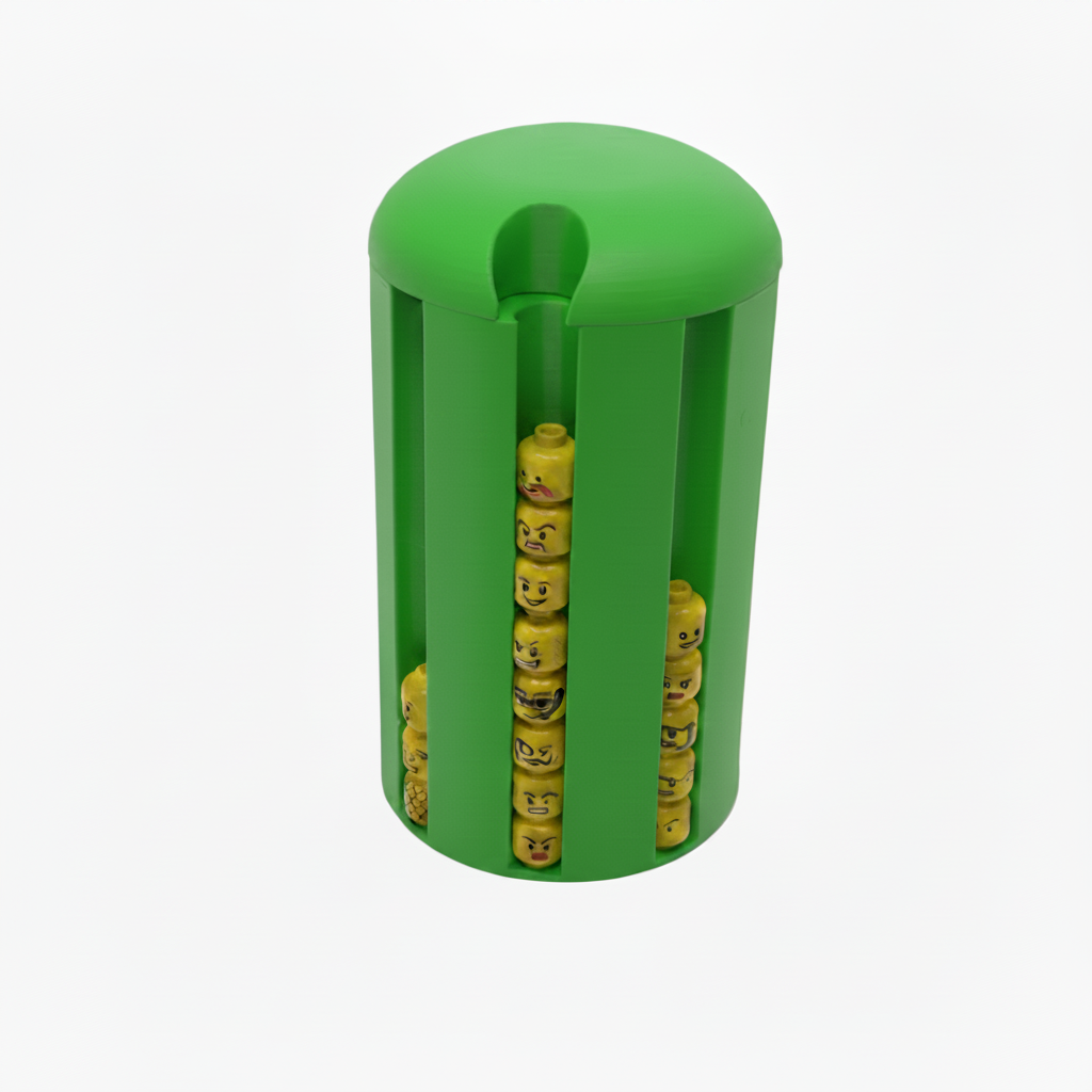 Minifigure Head Storage Canister – Stackable Display Capsule