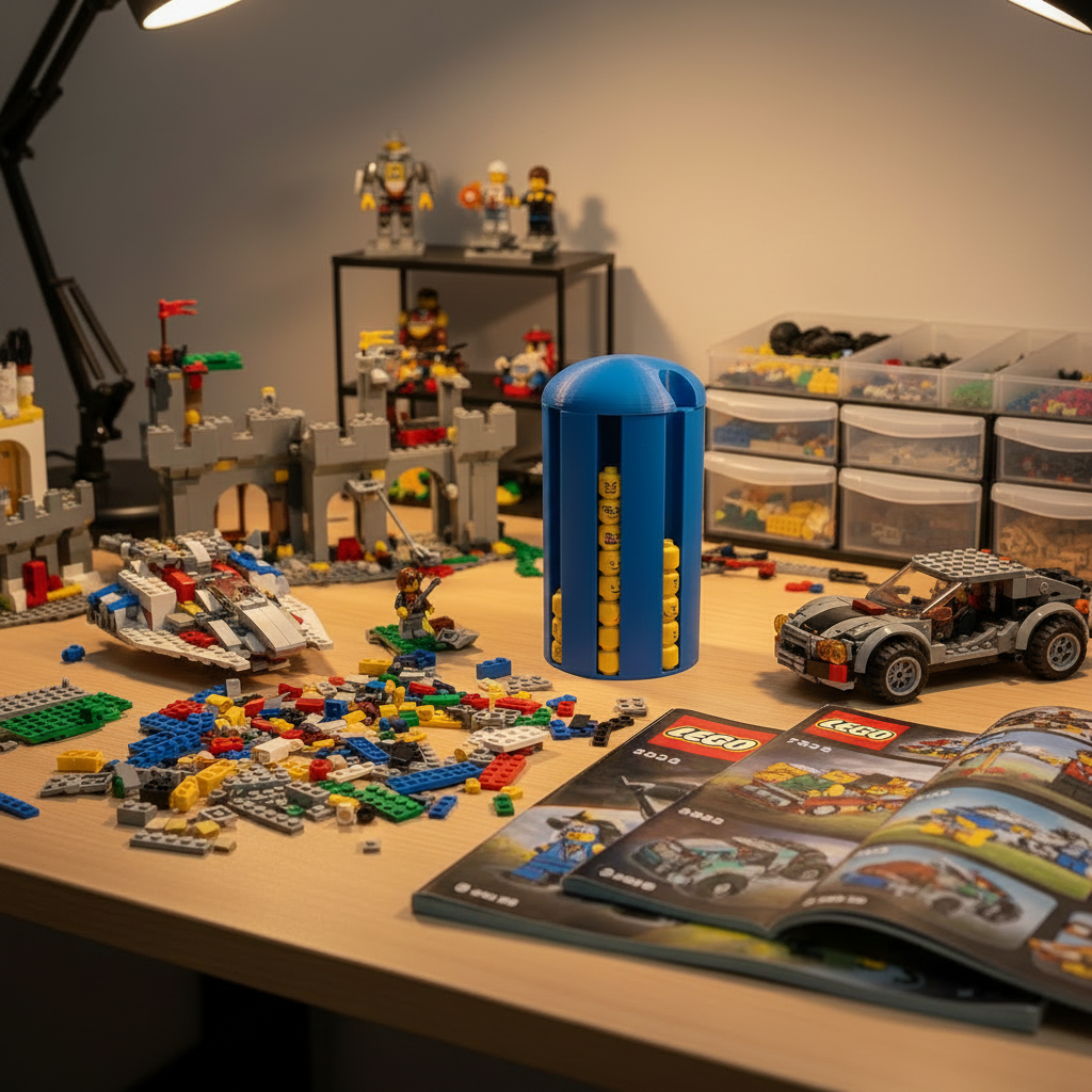 Minifigure Head Storage Canister – Stackable Display Capsule