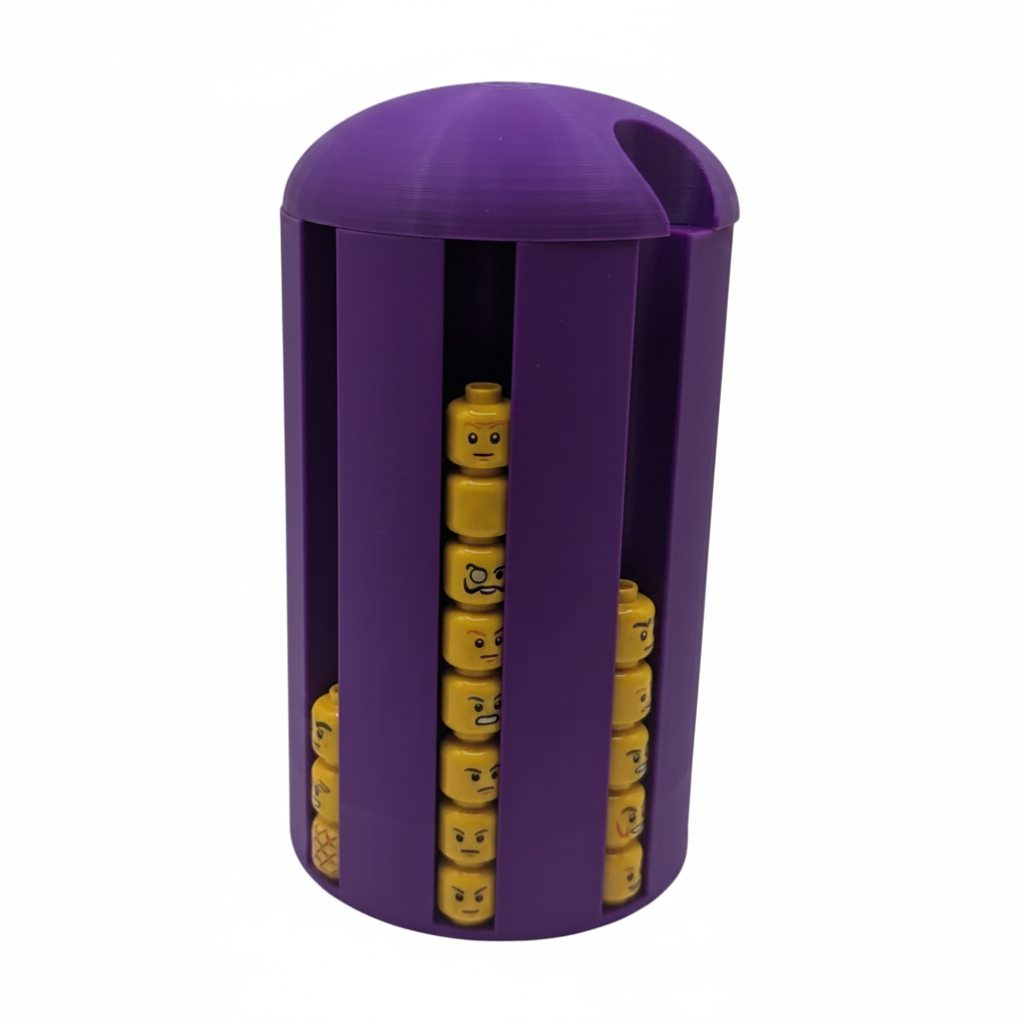 Minifigure Head Storage Canister – Stackable Display Capsule