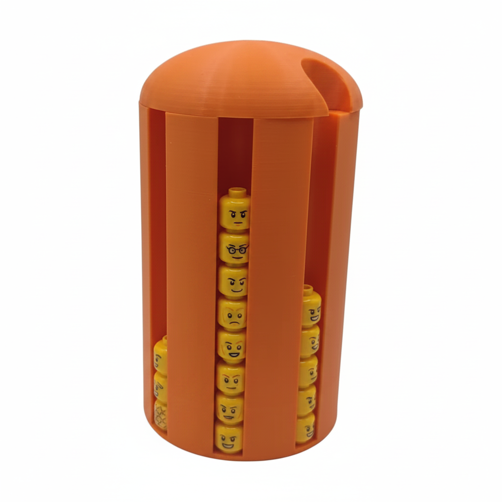 Minifigure Head Storage Canister – Stackable Display Capsule