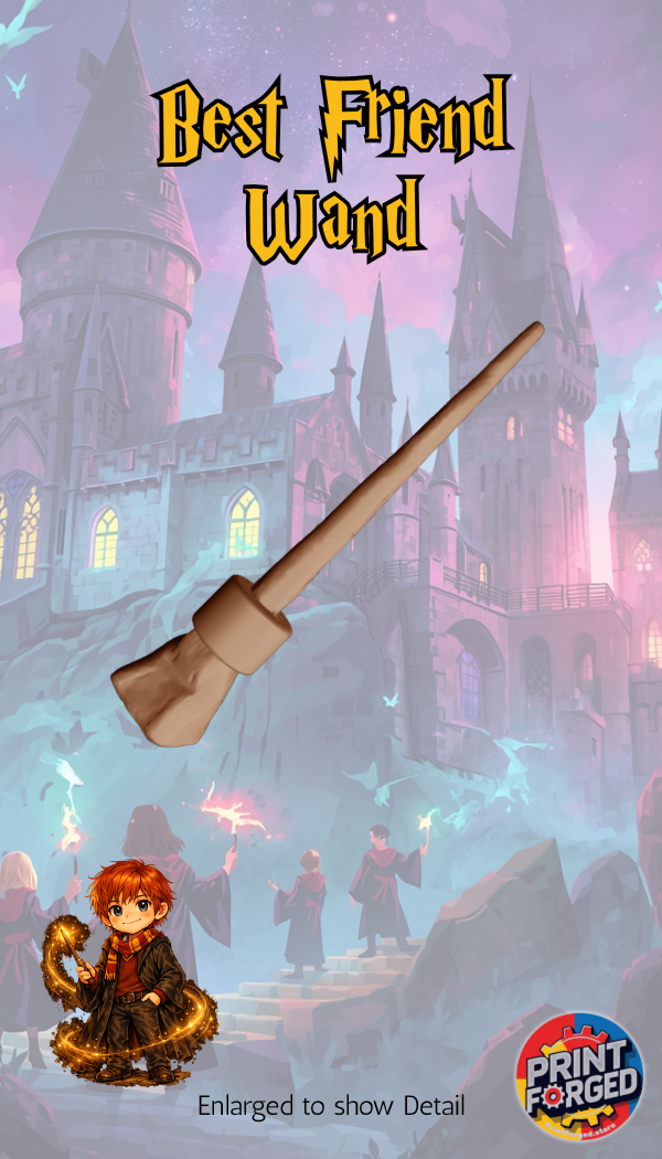 Wooden wand with 'Best Friend Wand' text against a fantasy castle background